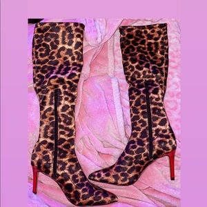 ❤️vintage Brand new never worn leopard and red heel boots RARE